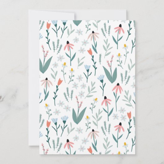 Black Storybook Floral Girl Baby shower Kaart (Achterkant)