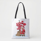 Black Strap Stressed Santa Funny Direction Sign Ch Tote Bag (Voorkant)