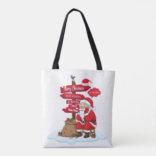 Black Strap Stressed Santa Funny Direction Sign Ch Tote Bag (Achterkant)
