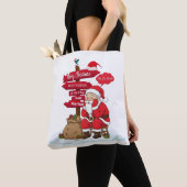 Black Strap Stressed Santa Funny Direction Sign Ch Tote Bag (Dichtbij)