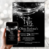 Black String Lights 50ste verjaardagsfeest Kaart