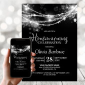 Black String Lights Housewarming Party Kaart