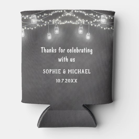 Black String Lights Wedding Mason Jar Koelbox Blikjeskoeler (Voorkant)