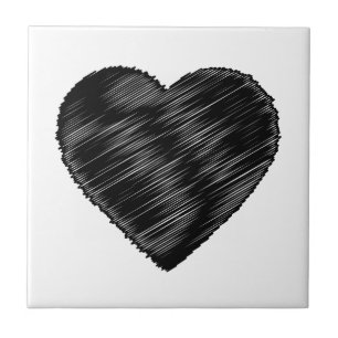 Black Strip Heart Tegeltje