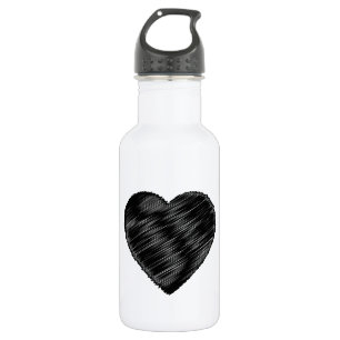 Black Strip Heart Waterfles
