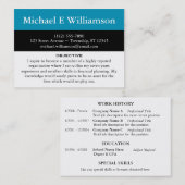 Black Stripe Blue RESUME Visitekaartjes (Voorkant / Achterkant)