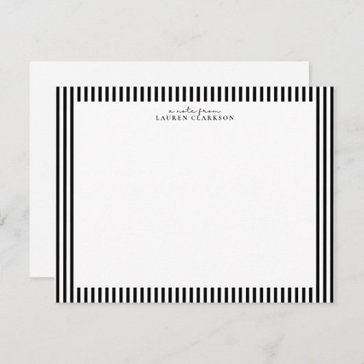 Black Stripe Border Note Card Kaart (Voorkant / Achterkant)