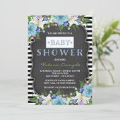 Black Stripe Boys Krijt Baby shower Kaart (Staand voorkant)