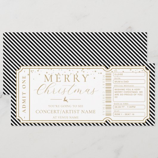 Black Stripe Concert Ticket Cadeaubon Kaart (Voorkant / Achterkant)