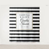 Black Stripe Couples Vrijgezellenfeest Foto achter Wandkleed (Voorkant)