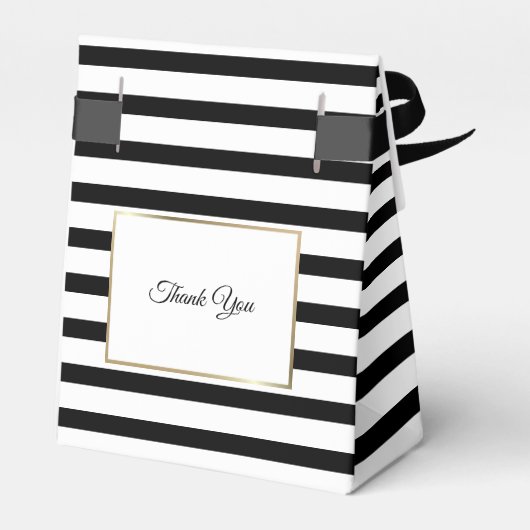 Black Stripe Elegant Gold Couples Vrijgezellenfees Bedankdoosjes (Achterkant)