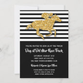 Black Stripe en Gold Glitter Horse Racing Invites (Voorkant)