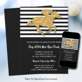 Black Stripe en Gold Glitter Horse Racing Kaart