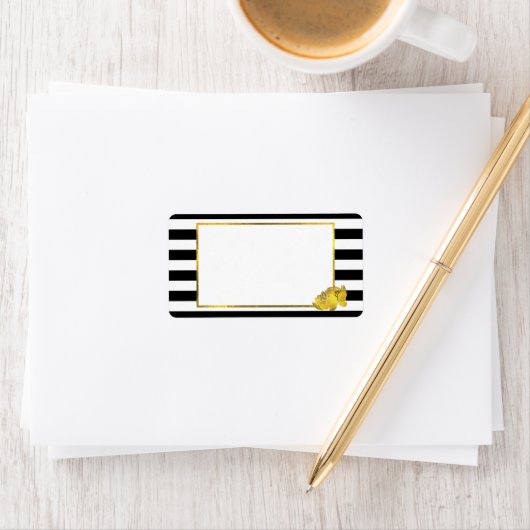 Black Stripe & Faux Gold Peony Etiket (Insitu)