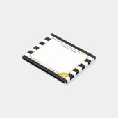 Black Stripe & Faux Gold Peony Post-it® Notes (Schuin)