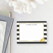 Black Stripe & Faux Gold Peony Post-it® Notes