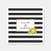 Black Stripe & Faux Gold Peony Servetten (Voorkant)