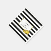 Black Stripe & Faux Gold Peony Servetten (Hoek)