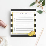 Black Stripe & Faux Gold Peony to Do List Notitieblok<br><div class="desc">Notitieblok heeft vetgedrukte zwarte en witte strepen met een spelende pony bloem in faux (bedrukt) goudeffect en "to do list" bovenaan. 10 regels met selectievakjes helpen u al uw belangrijke taken bij te houden!</div>