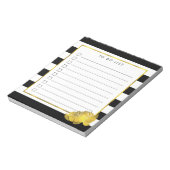 Black Stripe & Faux Gold Peony to Do List Notitieblok (Linkerzijde)