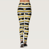 Black Stripe Gold Heart Glam Pattern (4) Leggings (Achterkant)