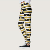 Black Stripe Gold Heart Glam Pattern (4) Leggings (Links)