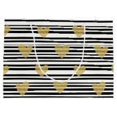 Black Stripe Gold Heart Glam Pattern (8) Groot Cadeauzakje (Achterkant)