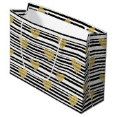 Black Stripe Gold Heart Glam Pattern (8) Groot Cadeauzakje (Voorkant Gekanteld)