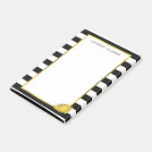 Black Stripe & Gold Peony Post-it® Notes (Schuin)