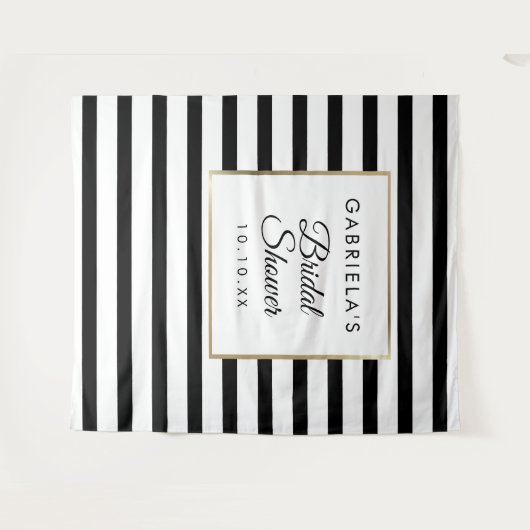 Black Stripe Gold Vrijgezellenfeest Foto-achtergro Wandkleed (Voorkant (horizontaal))