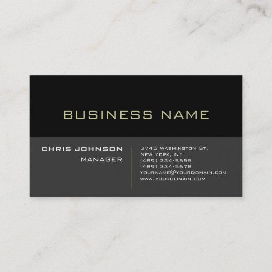 Black Stripe Grey Background Manager Visitekaartje (Voorkant)