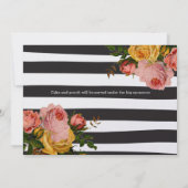 Black Stripe Heirloom Pink Yellow Rose Wedding Kaart (Achterkant)
