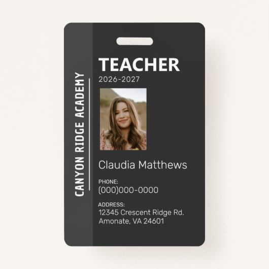 Black Stripe Homeschool Educator ID Badge (Voorkant)