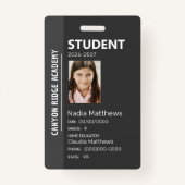 Black Stripe Homeschool Student ID Badge (Voorkant)