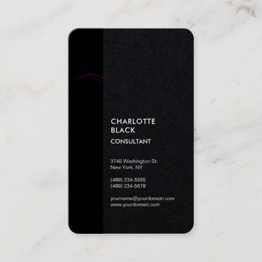 Black Stripe Minimalist Modern Stijlvol Eenvoudig Visitekaartje (Voorkant)