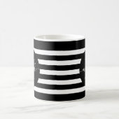 Black Stripe Monogram Cirkelscript Modern Elegant Koffiemok (Center)