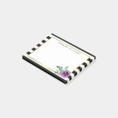 Black Stripe & Paarse Pansy Post-it® Notes (Schuin)
