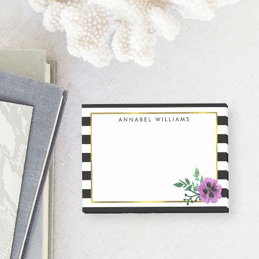 Black Stripe & Paarse Pansy Post-it® Notes