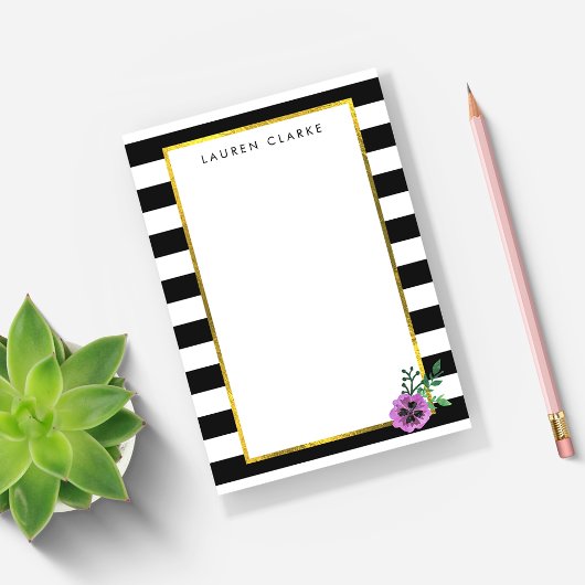 Black Stripe & Paarse Pansy Post-it® Notes