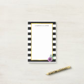 Black Stripe & Paarse Pansy Post-it® Notes (Op bureau)