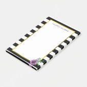 Black Stripe & Paarse Pansy Post-it® Notes (Schuin)