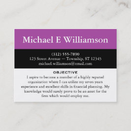 Black Stripe Paarse RESUME Visitekaartjes