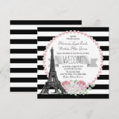 Black Stripe Paris Franse land Parijs Huwelijk Kaart (Voorkant / Achterkant)