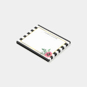 Black Stripe & Pink Floral Sticky Notes (Schuin)
