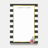 Black Stripe & Pink Floral Sticky Notes (Voorkant)