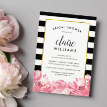 Black Stripe & Pink Peony Bridal Shower