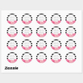 Black Stripe & Pink Peony Vrijgezellenfeest Ronde Sticker (Vel)