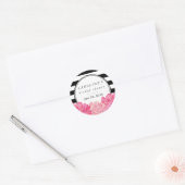 Black Stripe & Pink Peony Vrijgezellenfeest Ronde Sticker (Envelop)