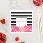 Black Stripe & Pink Peony Vrijgezellenfeest Servet (Insitu)