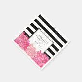 Black Stripe & Pink Peony Vrijgezellenfeest Servet (Hoek)